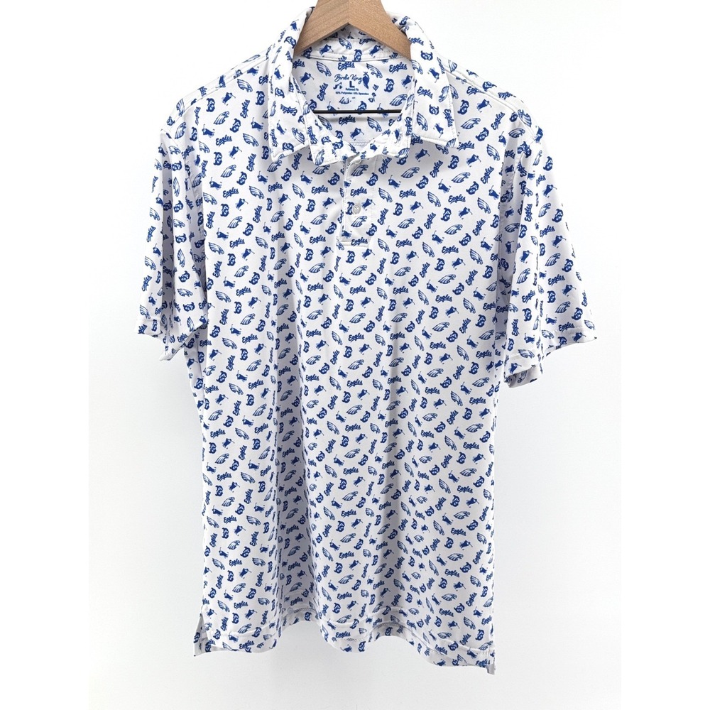 Philadelphia Eagles Birds Golf Polo Mens Large White Blue Relaxed Fit NFL